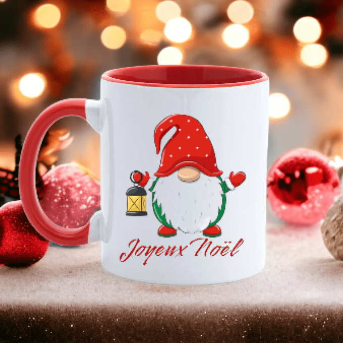 Mug bicolore Gnome de Noël 